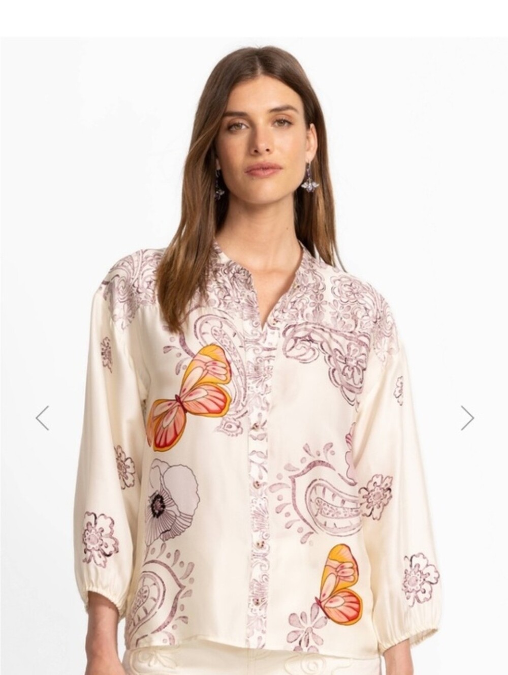 Johnny Was Lucinda Button Down Shirt in Rosabelia- MED, #76  NWT RETAIL$298